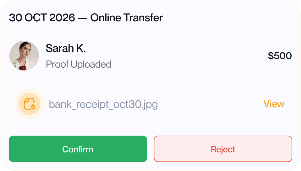 Upload payment proof