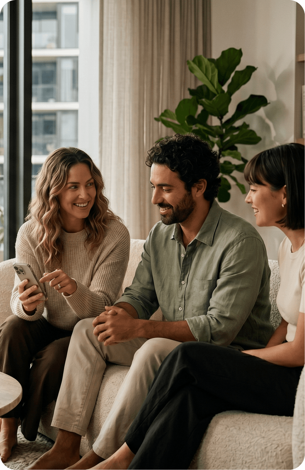 Friends celebrating a shared savings goal together